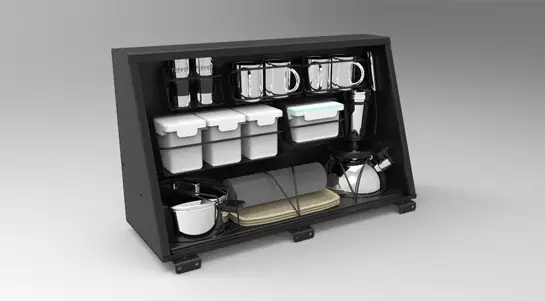 COFFRE DE RANGEMENT LONGUEUR 750 MM POUR HARDTOP ALU CAB AVEC SET CUISINE Meilleur Prix