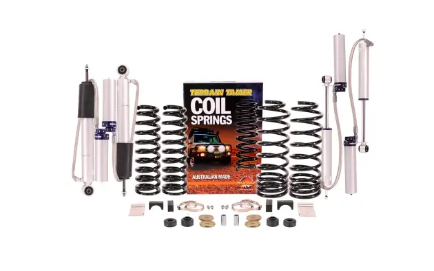 Soldes KIT DE SUSPENSION TERRAIN TAMER AVEC AMORTISSEUR PRO SHOCK REHAUSSE +40/50MM POUR TOYOTA PRADO 90/95