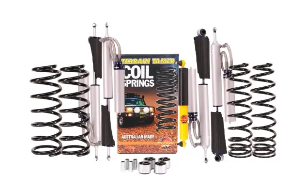 Affaire À Saisir KIT DE SUSPENSION TERRAIN TAMER AVEC AMORTISSEUR PRO SHOCK REHAUSSE +40/50MM POUR TOYOTA HDJ80