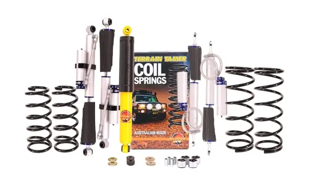 Bon Plan KIT DE SUSPENSION TERRAIN TAMER AVEC AMORTISSEUR PRO SHOCK REHAUSSE +40/50MM POUR NISSAN PATROL Y60 CHASSIS COURT DE 1988 A 1997