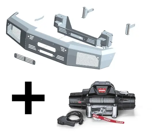 PARE CHOC ET KIT DE MONTAGE INTEGRE AVEC TREUIL WARN ZEON 10 POUR MERCEDES G350 ET G500 A PARTIR DE 2016 Nouveauté