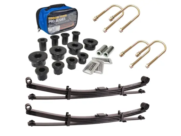 KIT LAMES (AVEC SILENT BLOCS ET BRIDES) PARABOLIQUE ARRIERE TERRAIN TAMER- REHAUSE +40MM TARAGE +400KG/+700KG - POUR ISUZU D-MAX 2012-2019 et +600/+850kg pour 2020+ Certifié