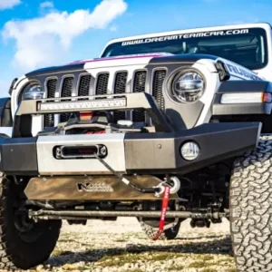 PARE CHOC AVANT EN ACIER N4 AVEC PLATINE DE TREUIL INTEGREE BANANE LONGUE POUR JEEP WRANGLER JL Produit De Marque
