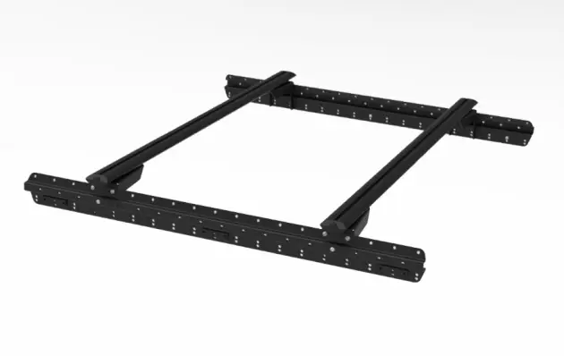 Must-Have MULTI RACK SYSTEM BAS TECHNIC OFFROAD POUR JEEP WRANGLER GLADIATOR JT AVEC 2 BARRES DE TOIT RHINO RACK SPORTZ NOIRE 1500 MM
