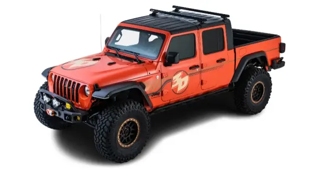 KIT BACKBONE BARRES DE TOIT HEAVY DUTY RHINO RACK 1500 MM NOIRES POUR JEEP GLADIATOR JT (AVEC PIEDS RCL4) Prix Réduit