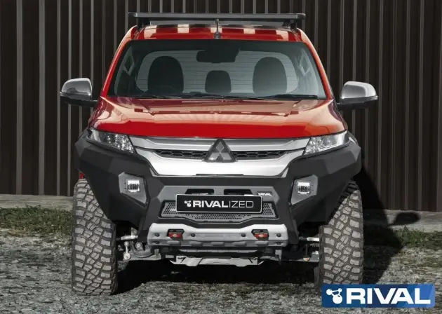PARE CHOCS AVANT RIVAL EN ALUMINIUM POUR MITSUBISHI L200 A PARTIR DE 2019 AVEC FEUX LED Vente Directe