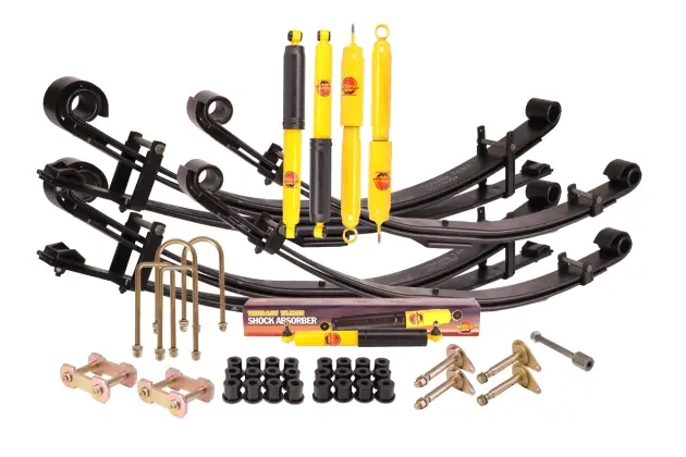 KIT DE SUSPENSION AVEC LAMES PARABOLIQUES TERRAIN TAMER REHAUSSE +40/50MM POUR TOYOTA LANDCRUISER 75 Prix Choc