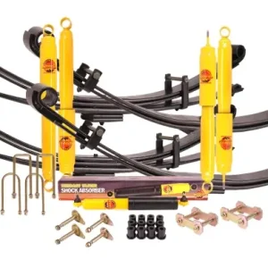 KIT DE SUSPENSION TERRAIN TAMER AVEC LAMES PARABOLIQUES REHAUSSE +40/50MM POUR TOYOTA LANDCRUISER J7 DE 1984 A 1999 Petit Prix