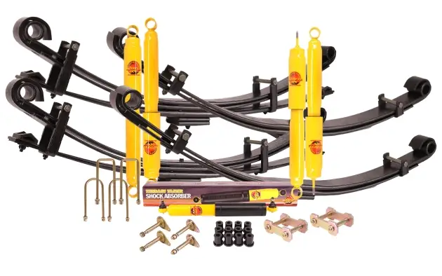 KIT DE SUSPENSION TERRAIN TAMER AVEC LAMES PARABOLIQUES REHAUSSE +40/50MM POUR TOYOTA LANDCRUISER J7 DE 1984 A 1999 Petit Prix