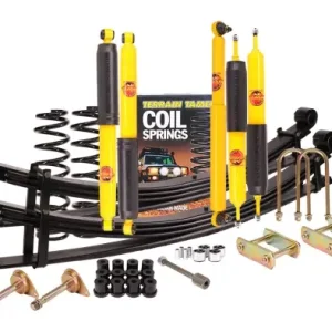 Soldes KIT DE SUSPENSION TERRAIN TAMER AVEC LAMES PARABOLIQUES +400-700KG REHAUSSE +40/50MM POUR TOYOTA LANDCRUISER 76