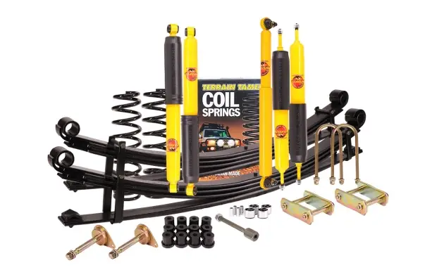 KIT DE SUSPENSION TERRAIN TAMER AVEC LAMES PARABOLIQUES +700-850KG REHAUSSE +40/50MM POUR TOYOTA LANDCRUISER 76 Achetez Aujourd’hui