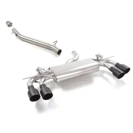 Affaire À Saisir Tube intermédiaire en inox + Silencieux arrière duplex en inox g/d avec 2 sortie ronde Sport Line Black 102 mm