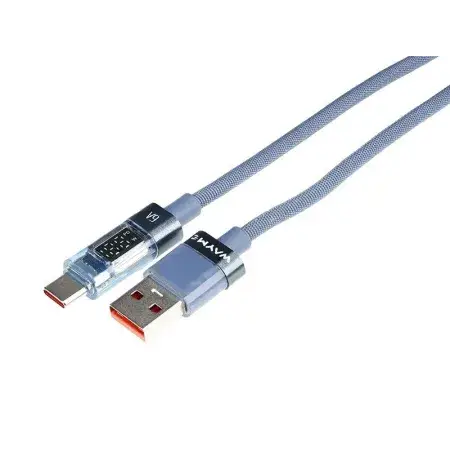 Prix Promo Câble de charge et de synchronisation, tressé en microfibre, 100 cm, USB vers USB-C, max 66W avec écran, bleu WAYME