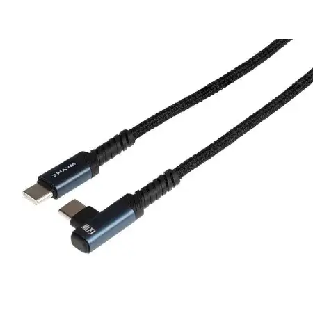 Usine Directe Câble de charge et de synchronisation, tresse microfibre, 100 cm, USB-C vers USB-C 90°, max 60W WAYME