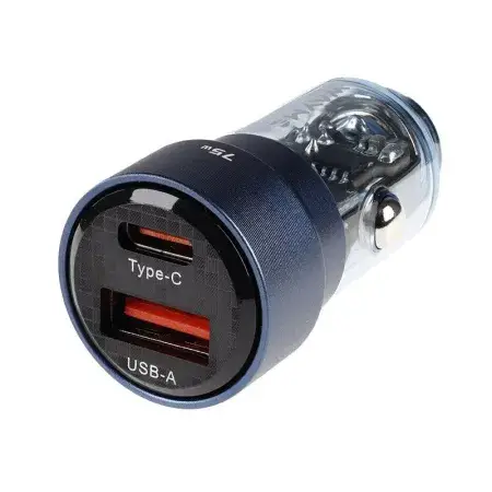Chargeur 12/24V, USB 30W + USB-C PD 45W, bleu transparent WAYME Acheter Direct