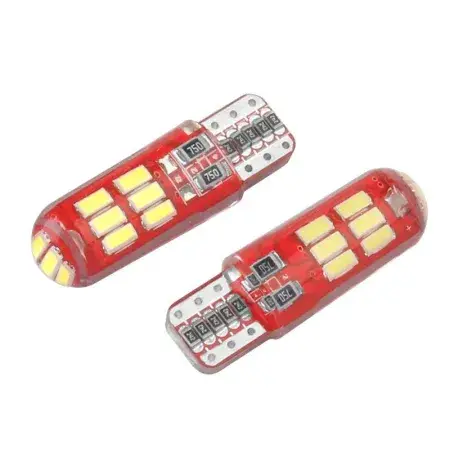Ampoule LED W5W (T10) 12V 15x 3014 SMD, CANBUS, support de lampe en silicone, blanche, 2 pièces Vision Expédié Aujourd’hui