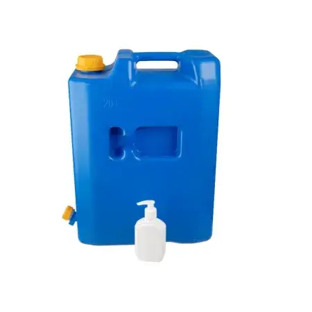 Bidon à eau 20L avec valve en plastique + distributeur de savon ou désinfectant Achetez Aujourd’hui