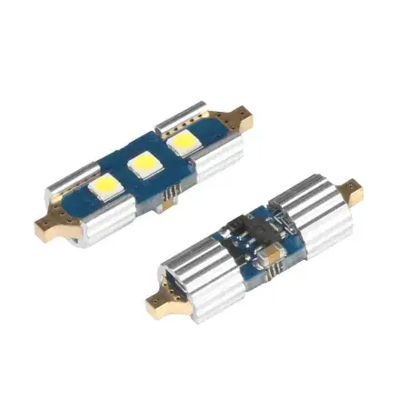 Certifié Ampoule Navette LED 31mm Festoon SV8.5 VISION 12/24V 3x 3030 SMD, non polaire, CANBUS, blanche, 2 pièces
