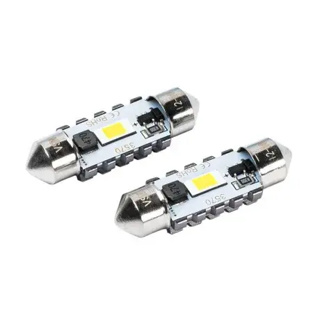 Ampoule Navette LED 36mm Festoon SV8.5 VISION 12/24V 2x 3570 SMD, CANBUS, blanche, 2 pièces Certifié