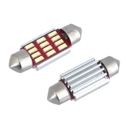 Ampoule Navette LED 36mm Festoon SV8.5 VISION 12/24V 12x 4014 SMD, CANBUS, blanche, 2 pièces Seulement Aujourd’hui
