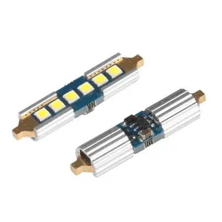 Offre Limitée Ampoule Navette LED 39mm Festoon SV8.5 VISION 12/24V 6x 3030 SMD, non polaire, CANBUS, blanche, 2 pièces