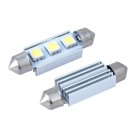 Livraison Gratuite Ampoule Navette LED 41mm Festoon SV8.5 VISION 12V 3x 5050 SMD, CANBUS, blanche, 1 pièce