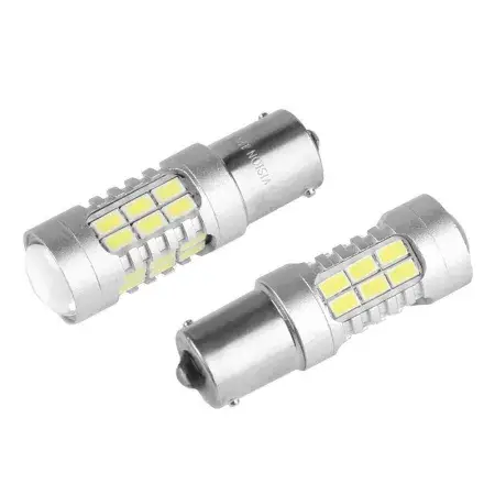 Produit De Marque Ampoule LED P21W BA15s 12/24V 27x 5730 SMD, avec lentille, CANBUS, blanche, 2 pièces Vision