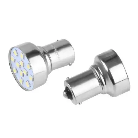 Ampoule LED P21W BA15s 12V 12x 2835 SMD, blanche, 2 pièces Vision Certifié