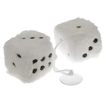 Réduction Dés décoratifs voiture en peluche 60x60mm, Blanc