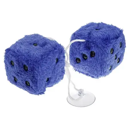Dés décoratifs voiture en peluche 60x60mm, Bleu Promotion Saisonnière