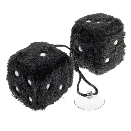 Dés décoratifs voiture en peluche 60x60mm, Noir Marque