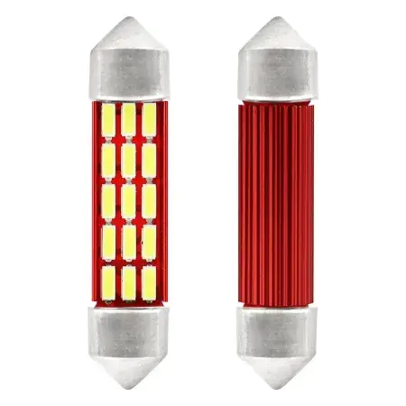 Nouveauté Ampoule Navette LED 41mm Festoon SV8.5 12/24V C5W C10W C3W, 20x 4014 SMD, CANBUS, blanc, 2 pièces AMiO 01634