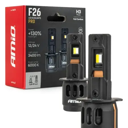Paiement Sécurisé Ampoules LED F26 PRO LumiTec LIMITED +130% DUO FULL CANBUS H3 12V 24V AMIO 04870