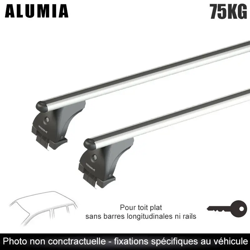 Barres aluminium pour Renault Megane 5 portes 2008 à 2015.Fixation sur point ancrage d'origine Authentique