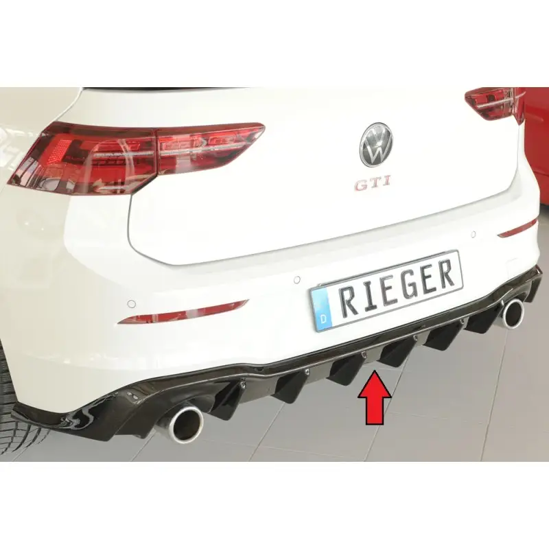 DIFFUSEUR ARRIERE RIEGER NOIR BRILLANT POUR VW GOLF 8 GTI GTD GTE R-LINE (20-24) - TROU POUR ECHAPPEMENT GAUCHE DROITE Pas Cher