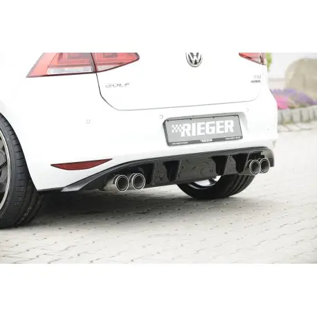 Retour Gratuit DIFFUSEUR ARRIERE RIEGER NOIR BRILLANT POUR TOUTES VW GOLF 7 (12-17) - AUSSI POUR GTD - POUR DOUBLE ECHAPPEMENT GAUCHE - DROIT