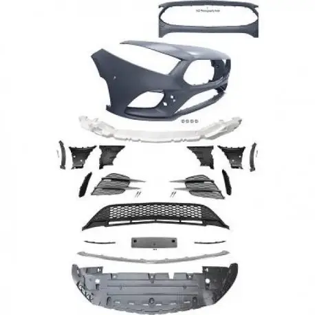 PARE-CHOCS AVANT MERCEDES CLASSE A W177 (18-22) AUSSI CLASSE A BERLINE V177 - LOOK PACK AMG - SANS CAMERA - LAME CENTRALE CHROME Promotion