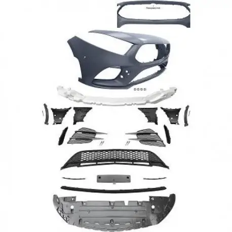 PARE-CHOCS AVANT MERCEDES CLASSE A W177 (18-22) AUSSI CLASSE A BERLINE V177 - LOOK PACK AMG - AVEC CAMERA - LAME CENTRALE CHROME Nouvel Arrivage