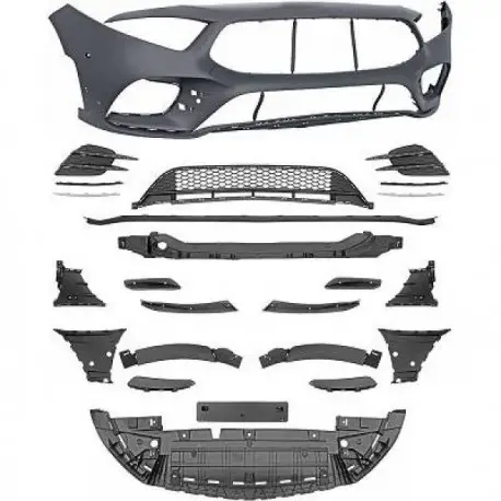 PARE-CHOCS AVANT MERCEDES CLASSE A W177 (18-22) AUSSI CLASSE A BERLINE V177 - LOOK PACK AMG - SANS CAMERA - LAME CENTRALE NOIR Meilleure Vente