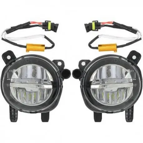 Prix Cassé SET DE DEUX ANTIBROUILLARDS POUR BMW SERIE 1 F20 F21 - 3 F30 F31 - 4 F32 F33 F36 - FOND CHROME AVEC LED