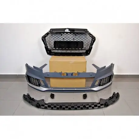 PARE-CHOCS AVANT COMPLET LOOK RS3 POUR AUDI A3 8VFACELIFT (16-19) - BERLINE/CABRIOLET - NOIR - POUR LAVE-PHARE Achetez Aujourd’hui