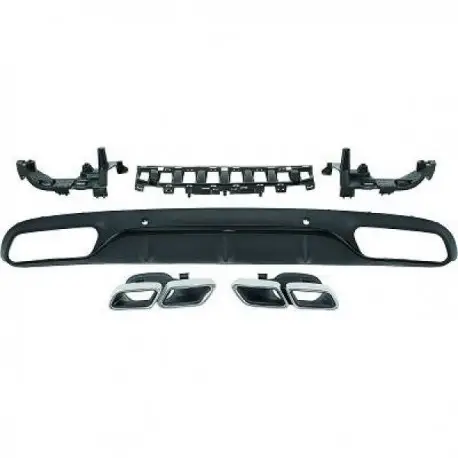 DIFFUSEUR & EMBOUTS LOOK C63 AMG MERCEDES CLASSE C W205 COUPE CABRIOLET (14-20) - POUR PDC - EMBOUTS CHROME Prix Bas