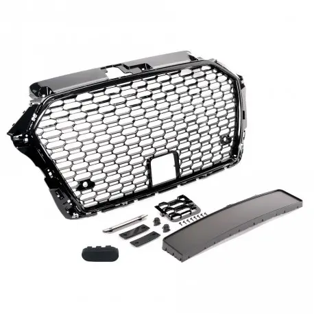 Solde CALANDRE AVANT LOOK RS3 FULL NOIR BRILLANT POUR AUDI A3 8V FACELIFT (16-19) - POUR PDC + CAPTEUR ACC