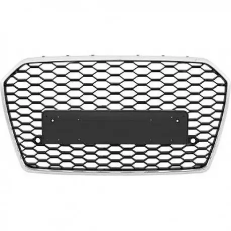 CALANDRE AVANT LOOK RS6 NOIR/CHROME POUR AUDI A6 (14-18) - POUR PDC Usine Directe