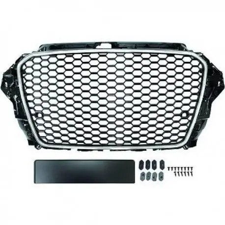 Acheter En Ligne CALANDRE AVANT LOOK RS3 NOIR/CHROME POUR AUDI A3 8V (12-16) - POUR PDC