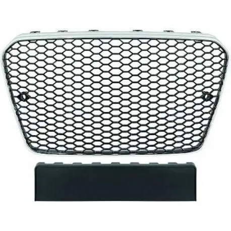 CALANDRE AVANT LOOK RS5 NOIR/CHROME POUR AUDI A5 B8 (12-16) - POUR PDC Prix Réduit