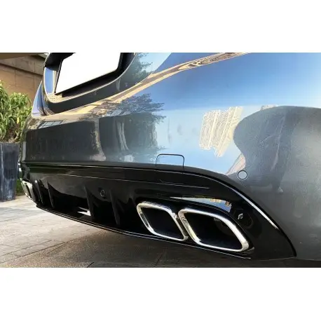 DIFFUSEUR + EMBOUTS CHROME LOOK C63 AMG LOOK FACELIFT MERCEDES CLASSE C W205 BERLINE/BREAK (14-20) - POUR PDC Offre Exclusive