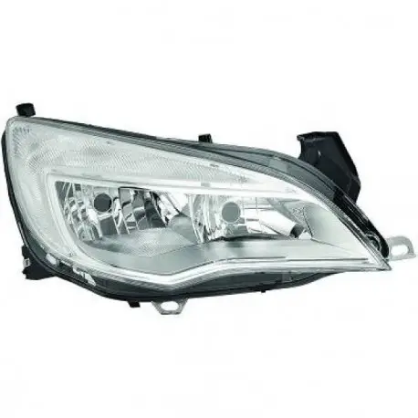 PHARE AVANT DROIT CHROME OPEL ASTRA J (12-) - 5 PORTES ET BREAK - HALOGENE - H7/H7 - HELLA - AVEC FEUX DE JOUR - PAS POUR GTC - Offre Spéciale