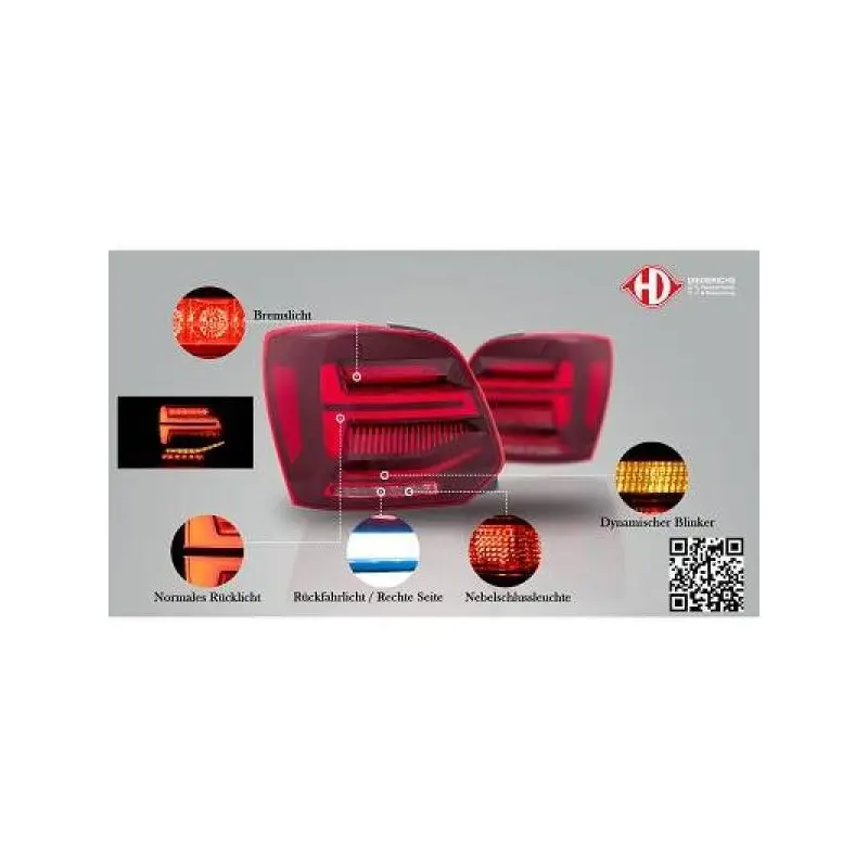 Acheter Direct SET FEUX ARRIERES A LED - DYNAMIQUE - ROUGE POUR VW POLO 6R (09-14) + VW POLO 6C (14-17)