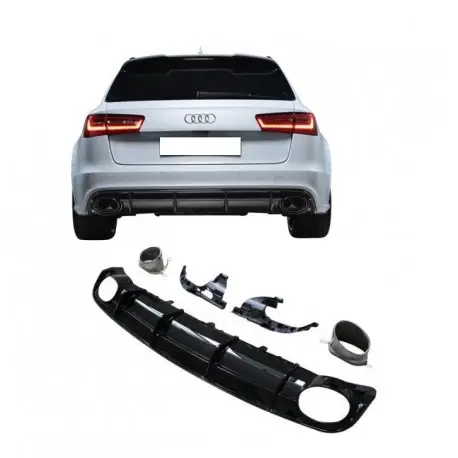 Commander Vite DIFFUSEUR ARRIÈRE LOOK RS6 POUR AUDI A6 4G (14-18) POUR PARE-CHOC SLINE + EMBOUTS CHROME